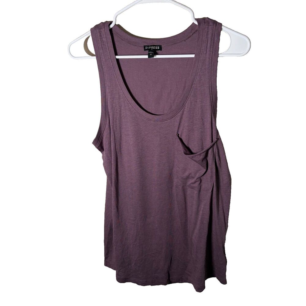 Express Tank Top Women's Small Purple Sleeveless Round Neck Pocket Shirt - Picture 1 of 9